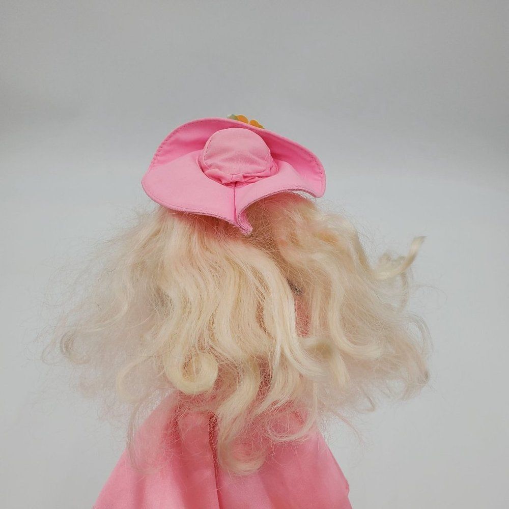 Vintage Mattel Barbie Doll Long Blonde Hair Blue Eyes Pink Dress Hat - Picture 9 of 13